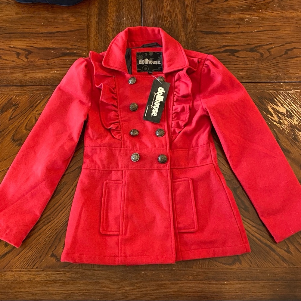 🔴 Girls Red Dress Coat sz 14-16 🔴 NWT